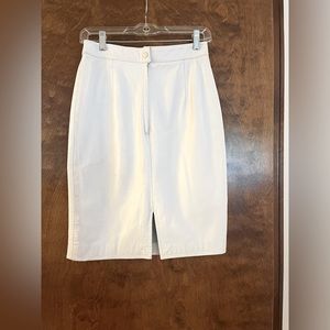 White leather high waisted pencil skirt